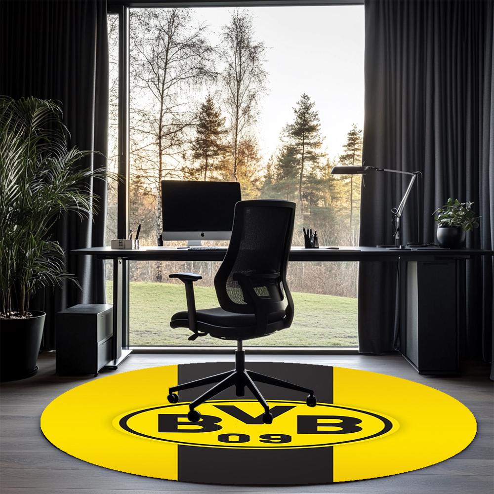 Borussia Dortmund Printed Round Rug Carpet Chair Rug Area Rug Entryway Doormats,for Office Chair Living Room Bedroom Kitchen Room.