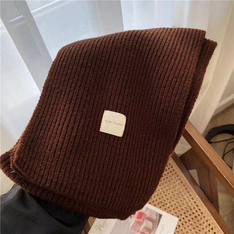 Women's Korean Style Soft Wool Knit Scarf - Winter Fashion, Thickened Warmth, Versatile for Students