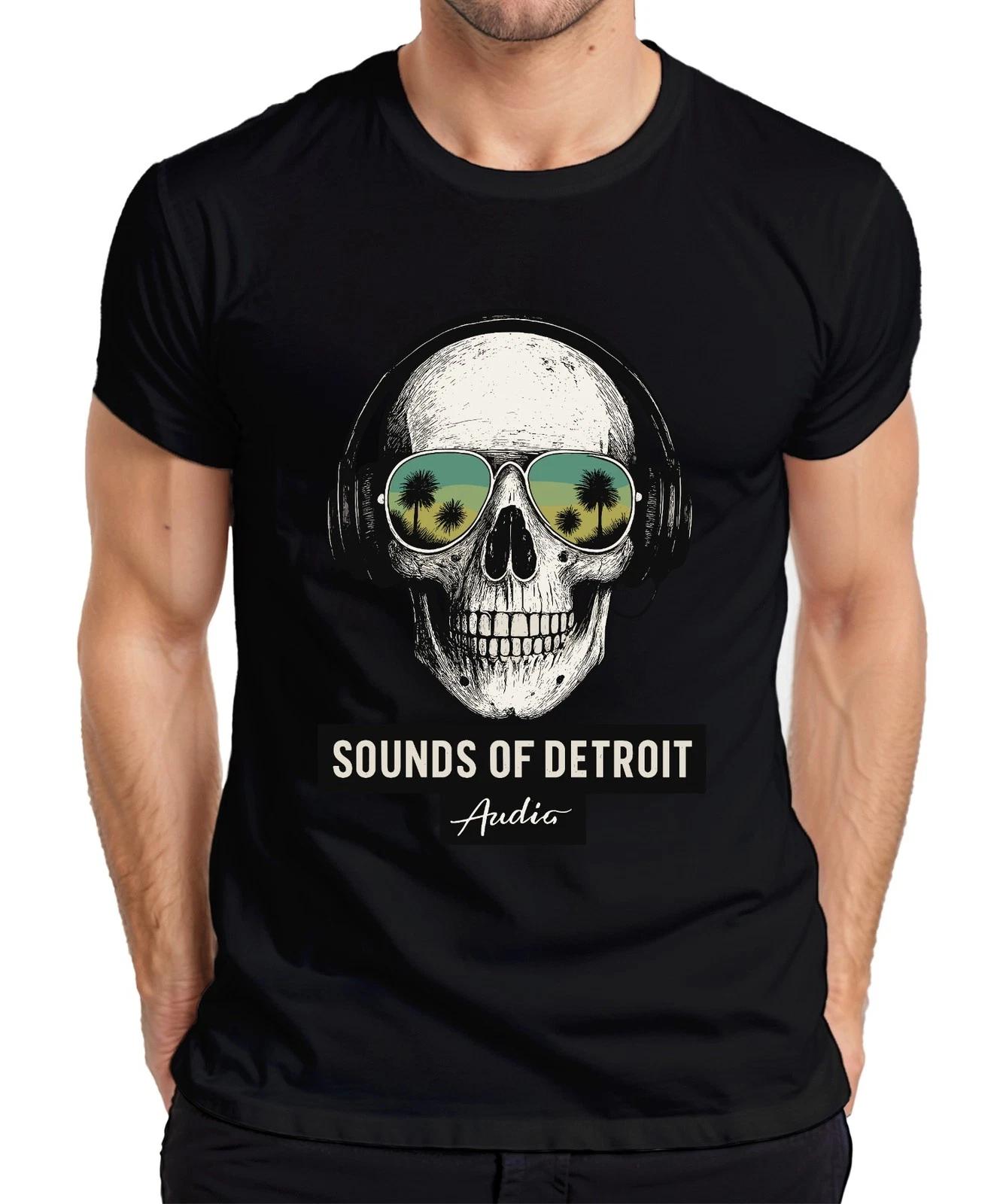 Sounds of Detroit Audio Totenkopf Kopfhörer Techno DJ Retro Club Herren T-Shirt XXL