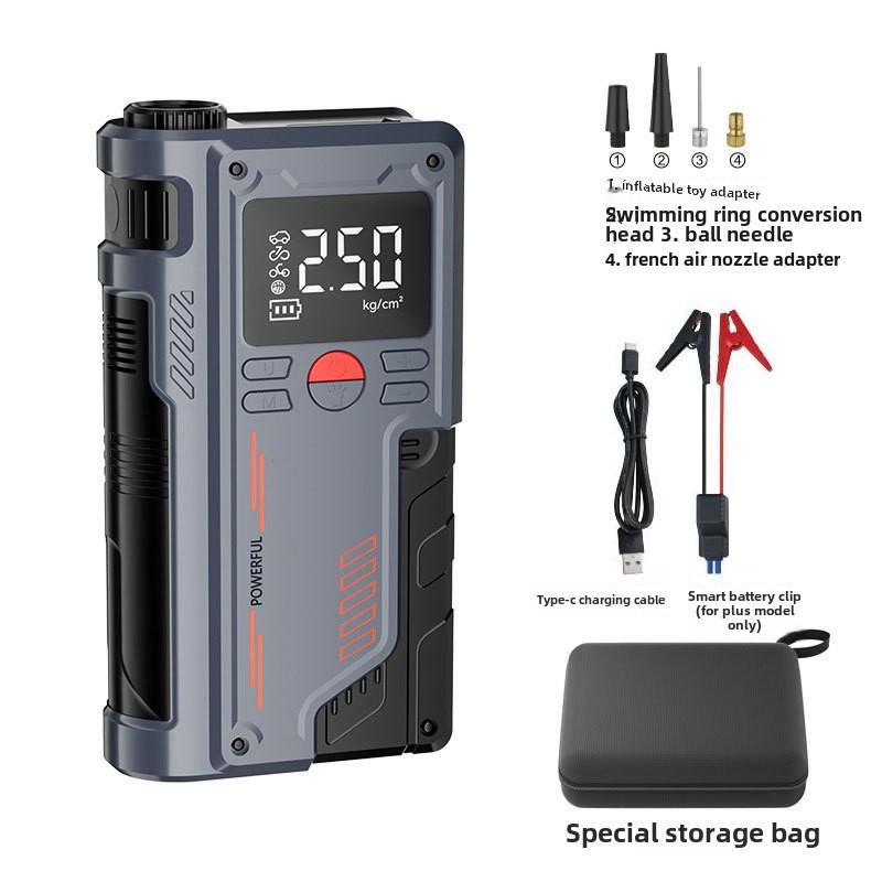 Portable Car Air Compressor Pump Jump Starter 12V 120W Digital Tire Inflator with Emergency Power Bank, Battery Booster and LED Light