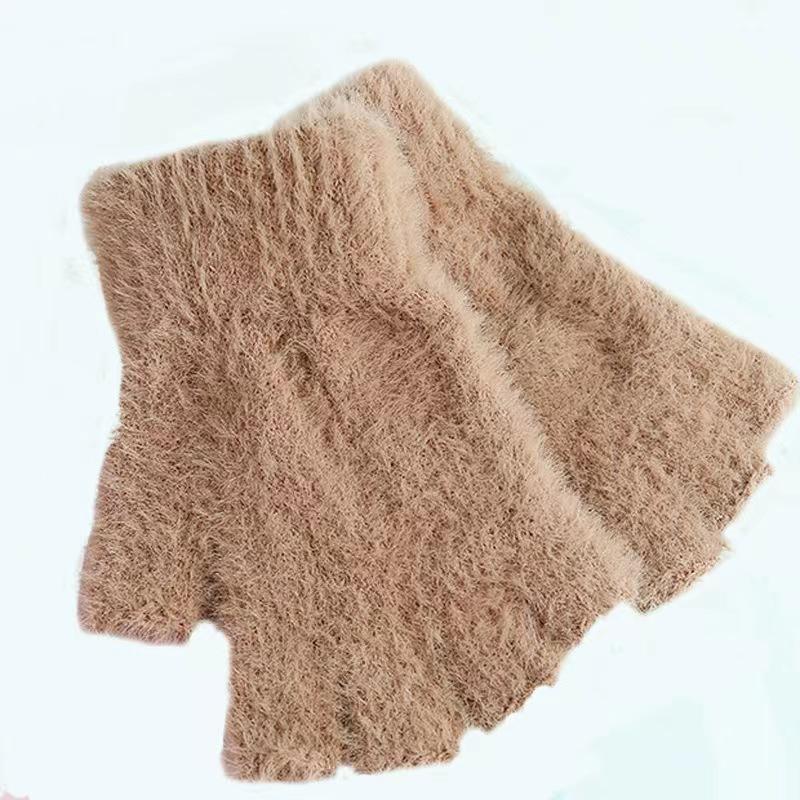 Simple Plush Plush Half-finger Anti-mink Gloves, New Warm Autumn and Winter Hand Socks Can Be Korean