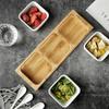 White Ceramic Bowl Bamboo Wood Tray Fruits Condiments Appetizer Tray and Desserts Serving Tray