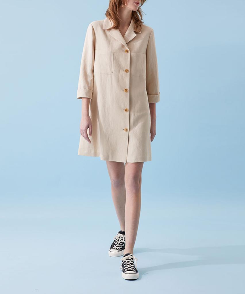 Boyeon Linen Long Jacket Mini Dress Beige 021B