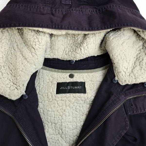 JILL STUART Detachable Boa Liner Mod Coat Spring Autumn Winter Women M Dark Purple Outer cBH618(USED)