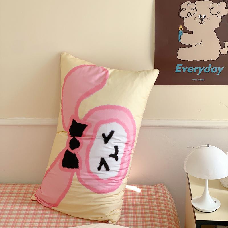 Pure Cotton Pillow Set: Includes Single 48x74cm Pillowcase, Pair of Pillow Inserts, Liner, and Cover.