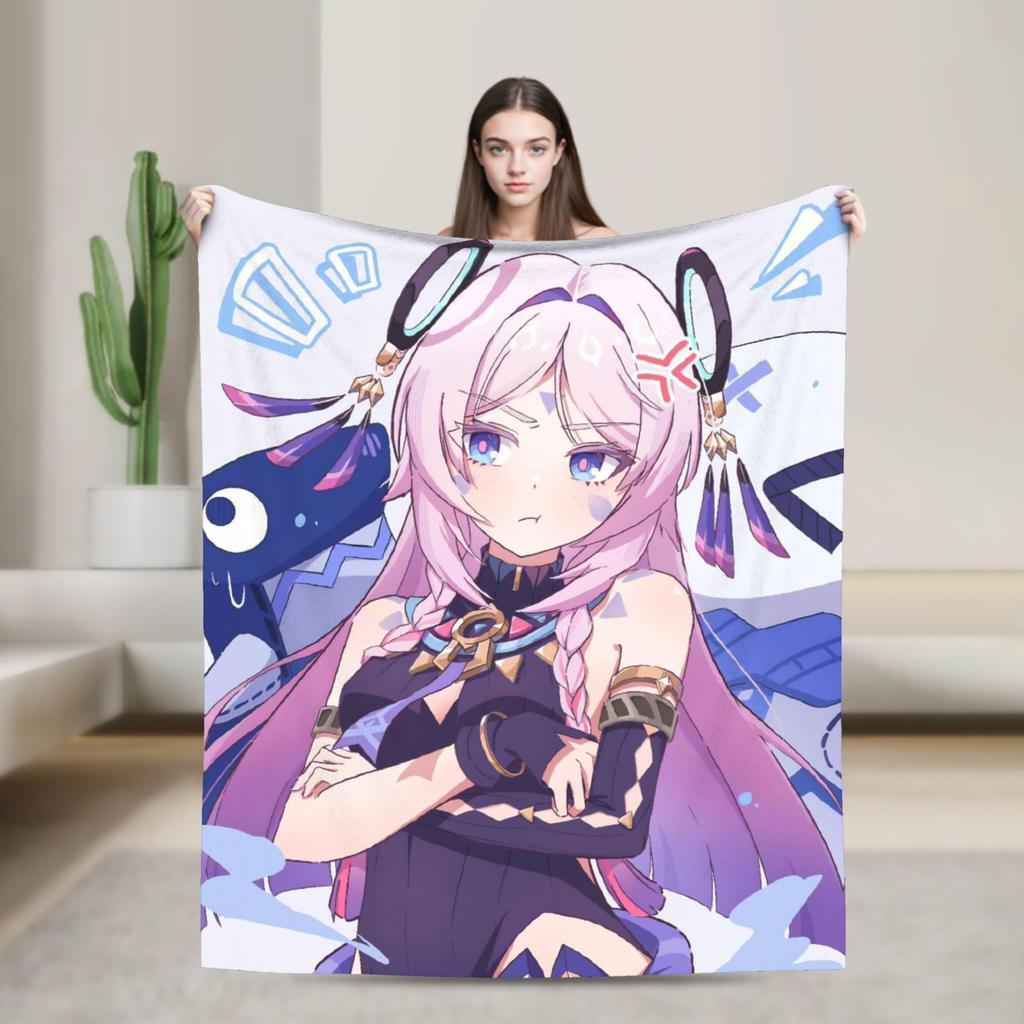 Genshin Impact Durin Game Blankets Fleece All Season  Multi-function Super Soft Throw Blankets for Sofa Outdoor Bedspread