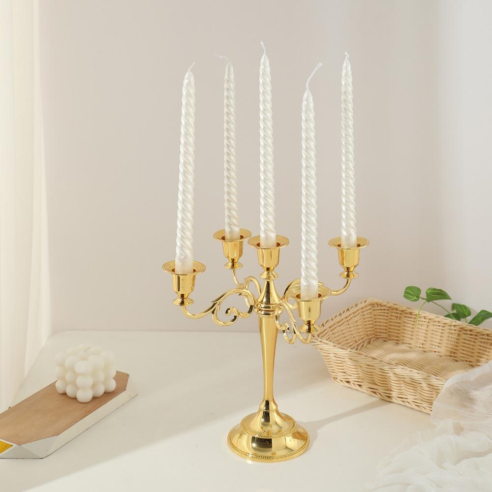 3/5 Arms Candle Holder Electroplated Candelabrum Wedding Decorations European Candlestick  Banquet