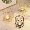 Vintage Geometric Candle Holder Metal Tea Light Holder for Home Table Decoration Party Wedding Living Room Christmas Decor