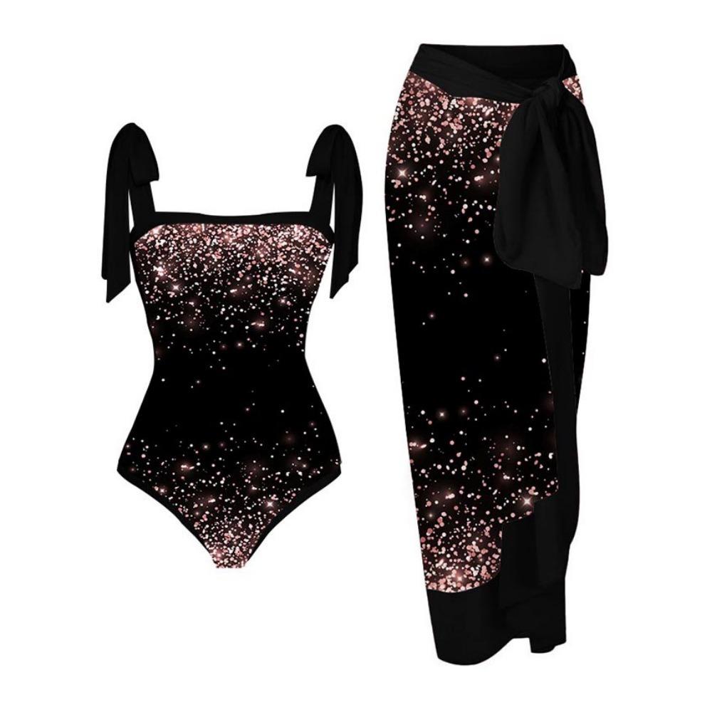 New One-piece Swimsuit Multi-color Printed Hip-wrapped Gauze Skirt Anti-light Two-piece Sunscreen Swimsuit