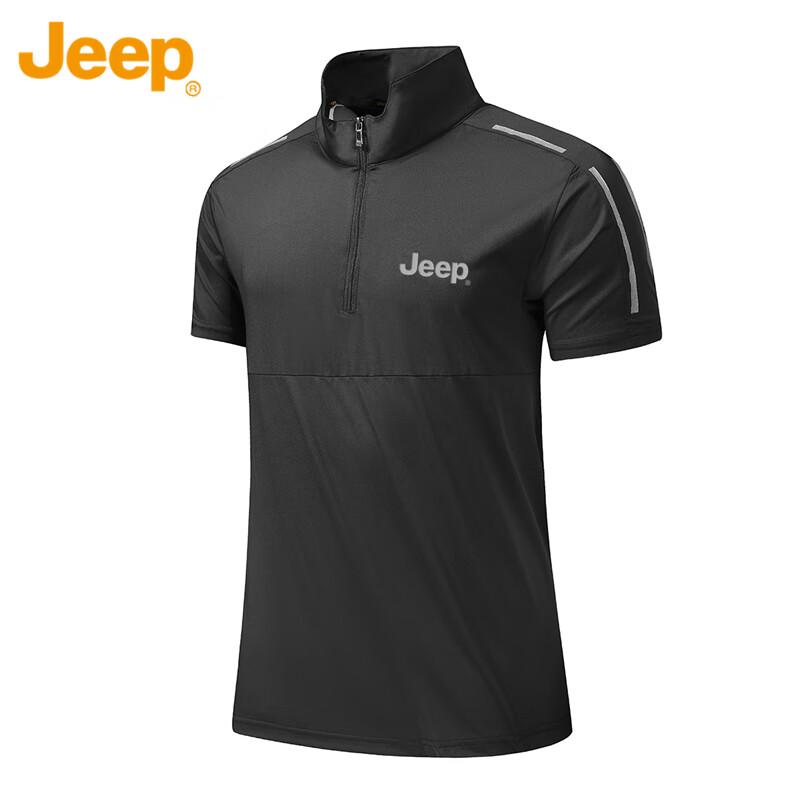 

JEEP Men s Summer Loose Fit Stand-Up Collar Short Sleeve T-Shirt 4XL