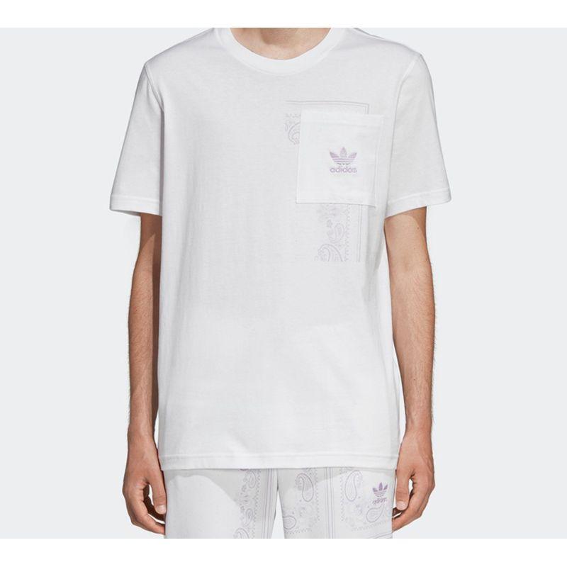 Adidas Originals Trefoil Cashew Print Pocket Short Sleeve T-Shirt Men Tops White DX3657
