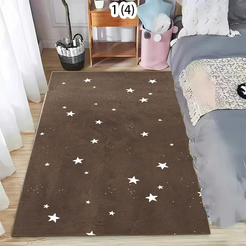 Minimalist Starry Night Area Rug Non-Slip Washable Floor Mat with Star Pattern Whimsical Celestial Carpet for Nursery Bedroom