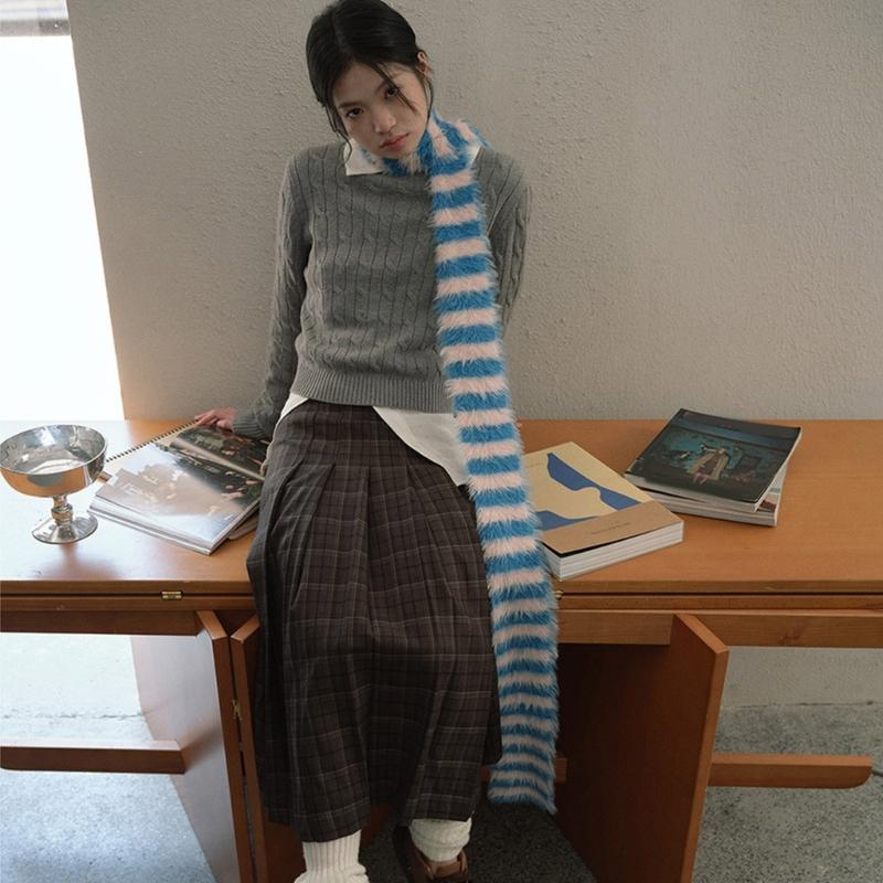 Knit Scarf for Women Long Skinny Belt Necktie Neck Scarf Girls Photo Props Long Neckerchief Skinny Scarf Necktie