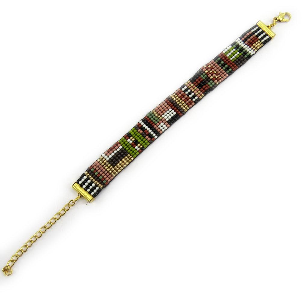 Les Trésors De Lily [L6408] - Bracelet ethnique 'Katmandou' vert marron