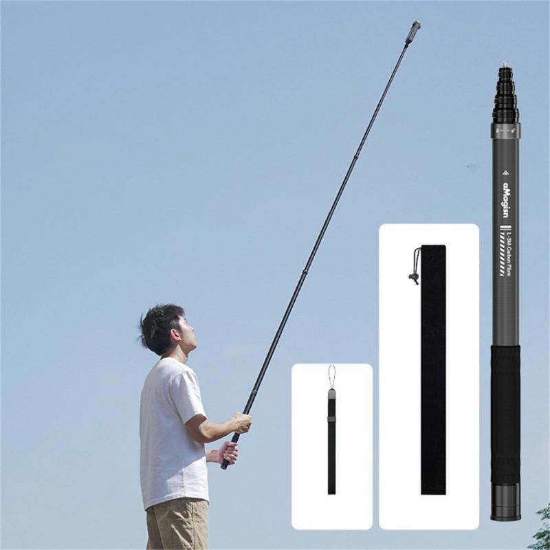 Bastone Selfie Telescopico da 300cm Design in Fibra di Carbonio 5 Lunghezze Regolabili per Accessori di Montaggio Telecamere Sportive