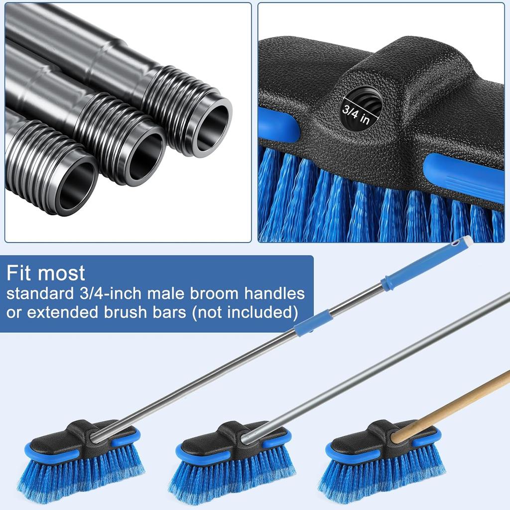Car Wash Brush Head With Soft Bristle, Car Cleaning Brush With Protective Bumper For Cleaning Auto Cars Trucks RV Boat Deck
