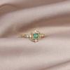 Design Fashion Jewelry 14K Real Gold Plating Simple Emerald Square Zircon Ring Elegant Women's Daily Work Accessories