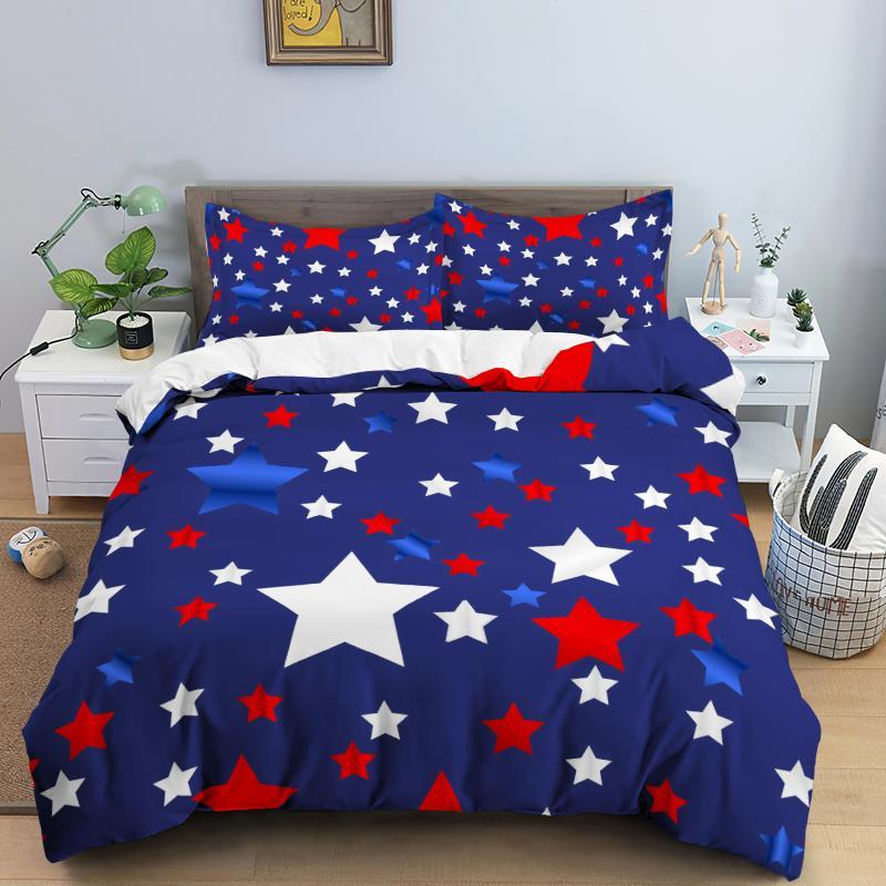 Star Duvet Cover Set Colorful Stars Pattern Print Twin Bedding Set For Kids Teens Double Queen King Size Microfiber Quilt Cover
