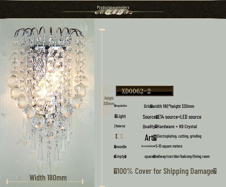 Double Head Modern Crystal Wall Lamp for Bedroom and Living Room