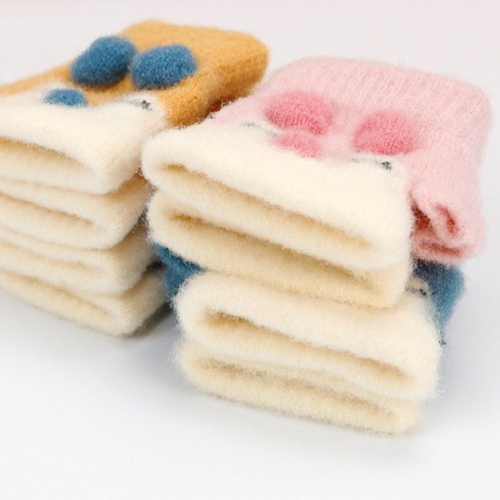 Cute Cartoon Children's Gloves Knitted Warm Gloves New Fingerless Mitten  Autumn Winter