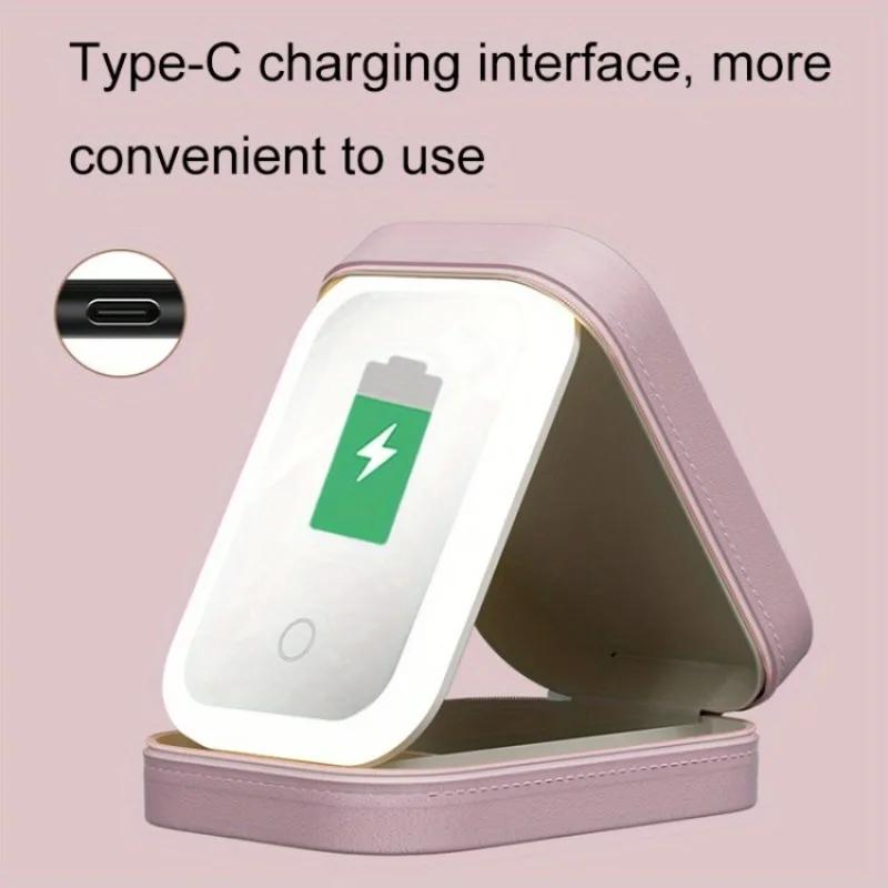 

Многофункциональное косметическое зеркало со светодиодной подсветкой, косметичка, ящик для хранения ювелирных изделий и косметики розовый