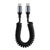 100W Dual-Head Type-C Fast Charging Cable: 6A Retractable Spiral PD Data Cable for Car.