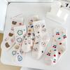 Five Pairs of Soft and Comfortable Cartoon Colorful Teddy Bear Short Socks for Girls In Spring and Autumn