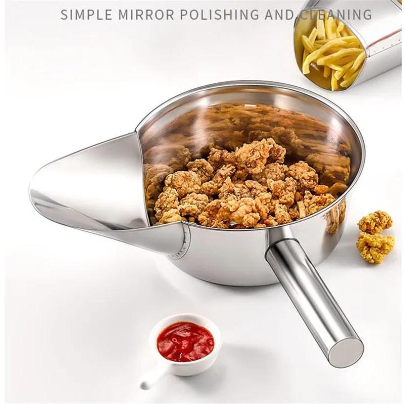 French Fries Shovel Tool Chip Scoop Food Stainless Steel Kitchen Tools Fries Burger Packaging Tool Single Double Handles Grip