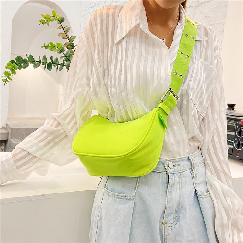 Fashion Nylon Shoulder Bag Women Trendy Handbag Solid Color Crossbody Bag