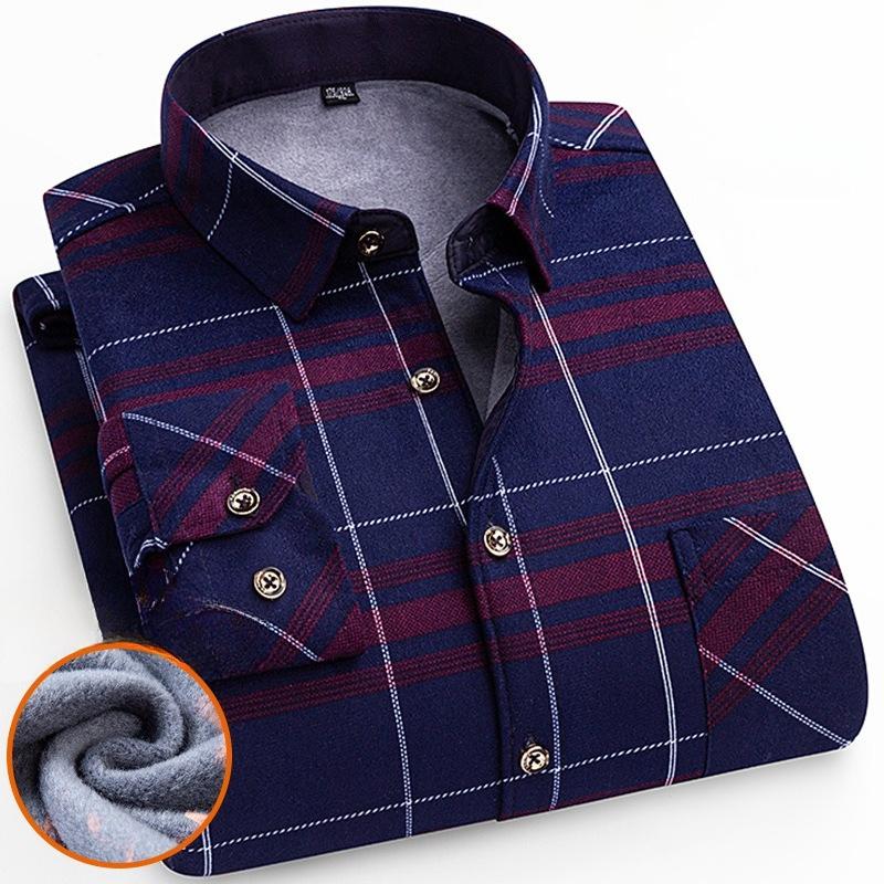 Men's Winter Sherpa Lined Flannel Shirt Jackets Long Sleeve Button Down Fleece Dress Shirts for Men Casual Warm Comfortable Thermal Shirt With Pockets