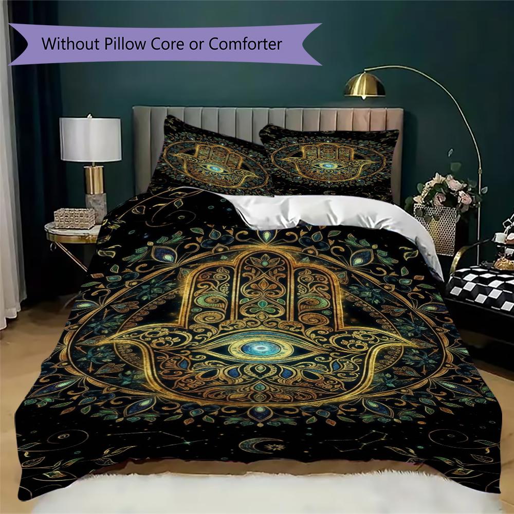 Hand of Fatima Pattern Bedding Uilt Set Uilt Cover Pillowcase Home Decoration Birthday Gift (1 * Duvet Cover + 2 * Pillowcase  Without Core)96