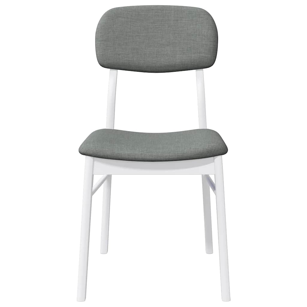 Dining Chairs with Cushions 2 pcs White Solid Rubberwood