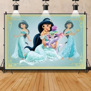Princess Jasmine Aladdin Theme Background Children Girls Birthday Party Decoration Background Banner Baby Shower Supplies Props