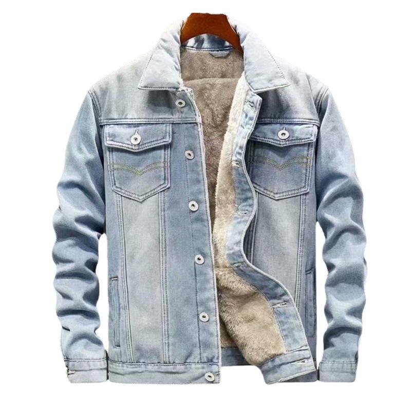 Men's Korean Style Winter Plus Velvet Denim Jacket - Trendy, Versatile, Loose Fit, Warm Workwear Jacket