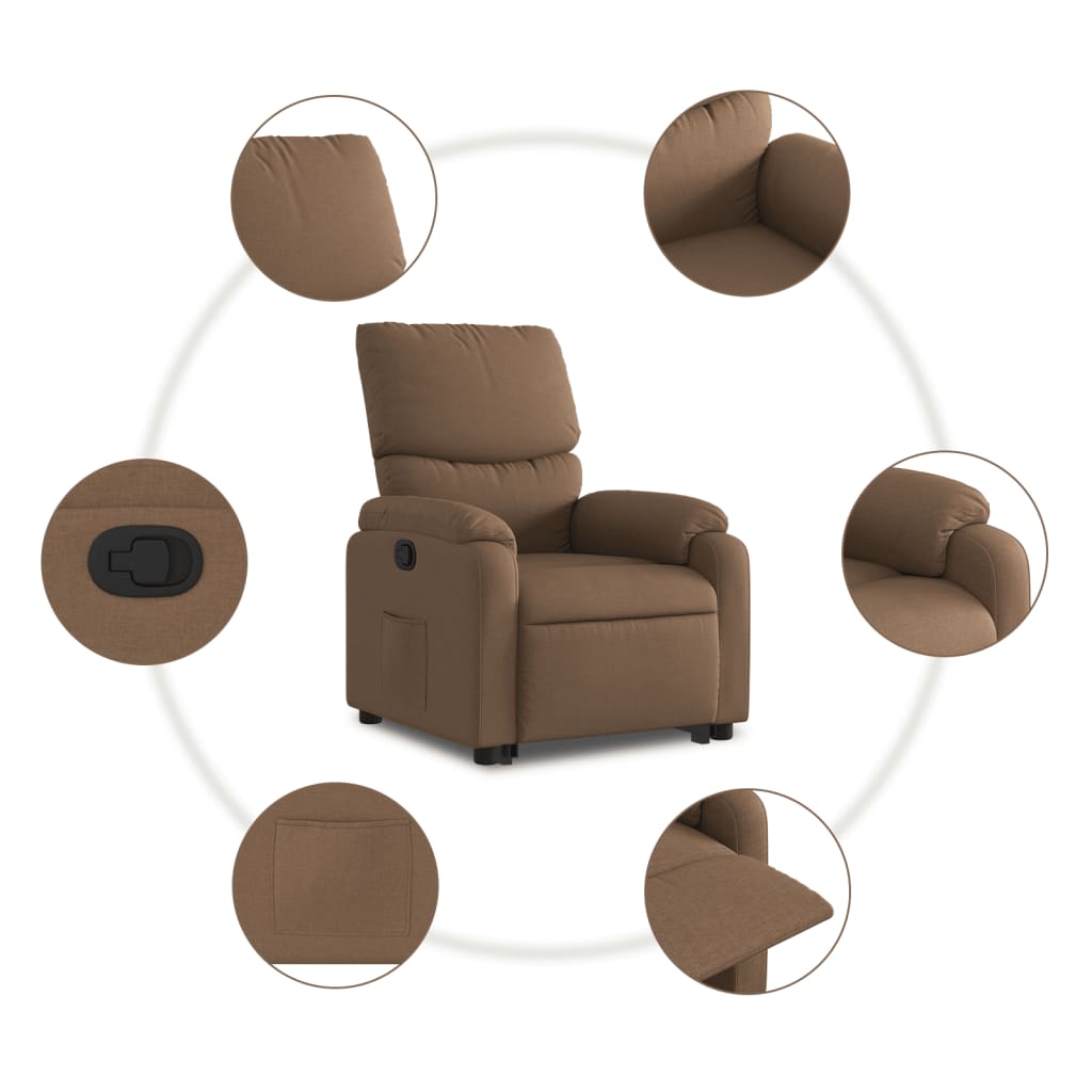 Vidaxl Lift Recliner, Brown, Fabric Upholstered