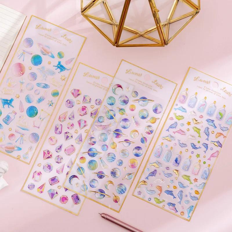 INS Magic Planet Crystal Epoxy Space Sticker Kawaii Transparent Three-Dimensional Handbook Diary Decoration DIY Children's Gift