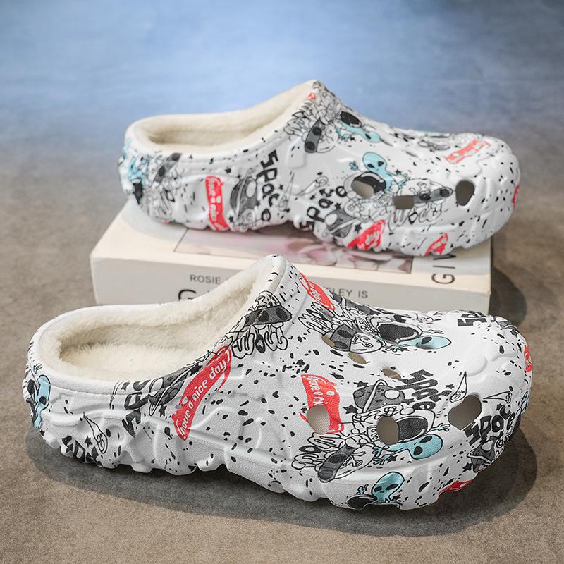 2025 Winter Cotton Closed-Toe Velvet Warm Garden Slippers: Unisex Indoor Half Slippers