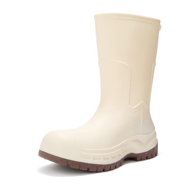 

New medium tube rain shoes women s rubber shoes wear non-slip water boots thick-soled water shoes and fleece short rain boots 36 білий