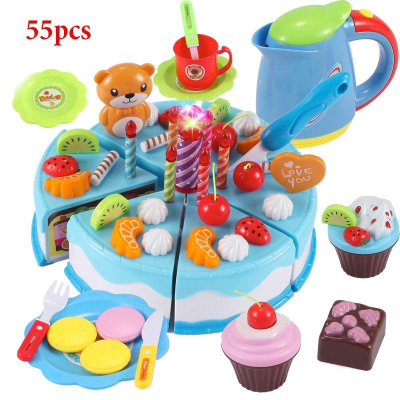 Delightful Pretend Role Play Kitchen Toy Happy Birthday Cake Set For Kids Imagination