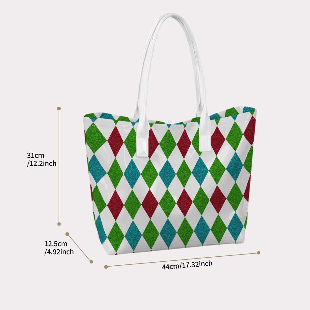 Colorful Argyle Pattern Tote Bag Fashion Daily Carry All Bag Versatile Casual Shoulder Bag for Women