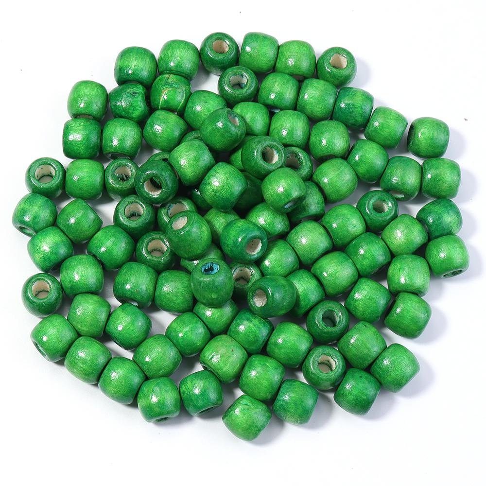 50-100Pcs Natural Wooden Beads Colorful Barrel Shaped Wood Beads Big Hole Loose Beads For Jewelry Making DIY Hair Accessories