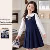 Girls' Preppy Style Faux-Two-Piece A-Line Dress