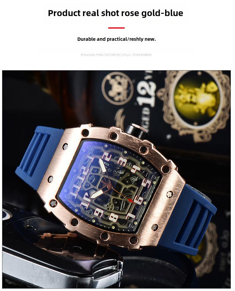 Barrel-Shaped Unisex Quartz Watch with Hollow Non-Mechanical Pointer and Single Calendar