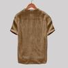 Men's Casual Short-sleeved Round Neck Solid Color Cotton Linen Shirt