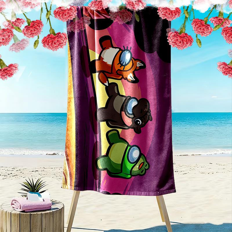 Among Us Print Beach Towel, Large Soft Quick Dry Towel for Beach Camping Swimming