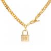 Nanjing Rhinestone Padlock Necklace - Simple Lock & Key Collarbone Chain for Women