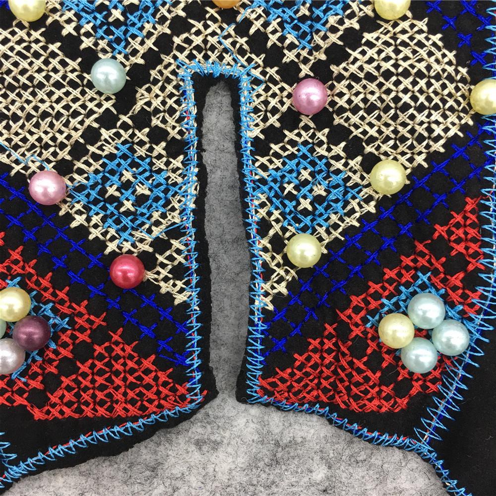 Polyester Embroidered Lace Collar Diy Handmade Imitation Pearl Lace Applique Women'S Accessories