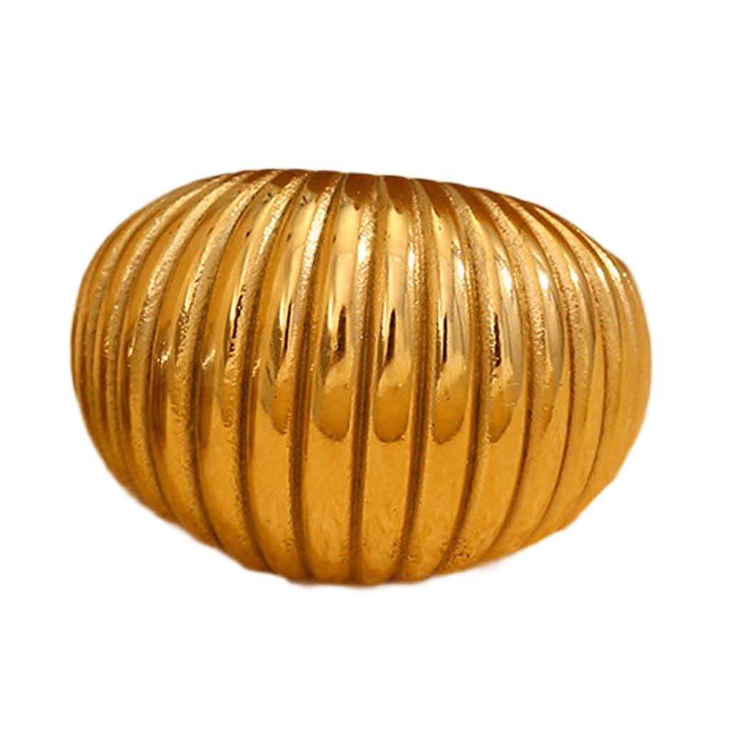 Edelstahlring mit Fettbrot-Design Chic Gold- oder Silberplattierter Edelstahlring-Anhänger für moderne Frauen