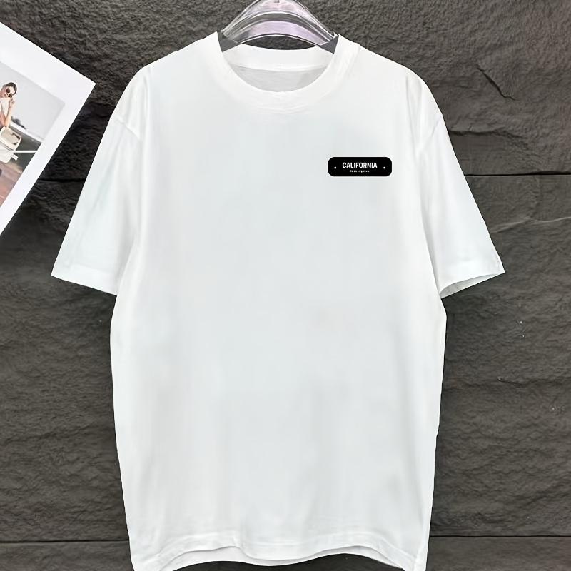 California Minimal Typography Print T-Shirt,Lightweight T-Shirt Breathable Cool, Comfortable Wear S