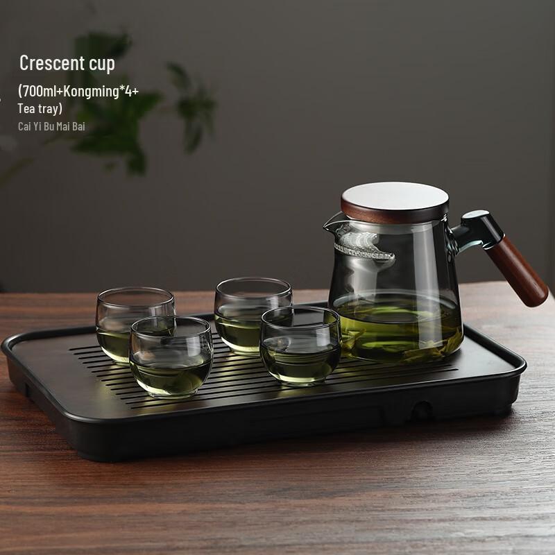 Molona Heat-Resistant Glass Teapot Set with Walnut Lid